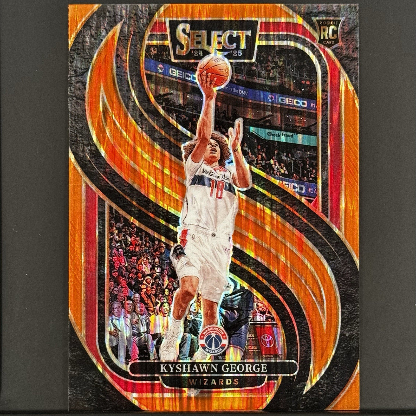2024-25 Panini Select Premier Level Kyshawn George #177 Orange Flash Prizm (RC)