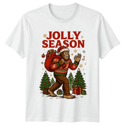 Jolly Season Bigfoot Christmas Holiday Herren T-Shirt Damen Graphic Tee