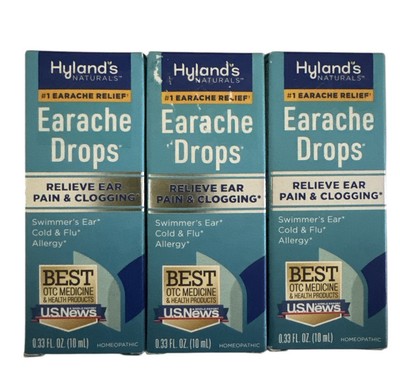 Hyland's Homeopathic Earache Drops 0.33 Fl Oz New Pack of 3 Exp8/25