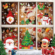 245Pcs Christmas Window Clings, Reusable Double-Sided Xmas Decorations, 9 Sheets