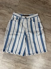 Vintage Levis Loose Denim Jean - Blue White Shorts Striped - Womens SZ 5 -U.S.A