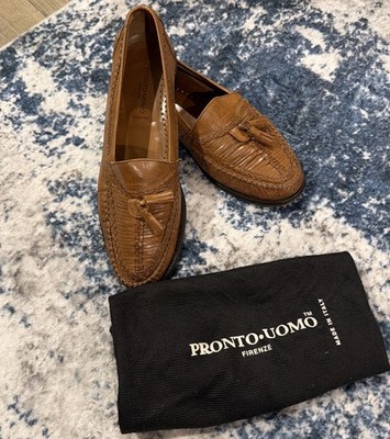 Pronto-Uomo Brown Leather Shoes 10.5M MadeIn Italy Pronto Uomo Dress Shoes for Men with Upper Leather for sale  main image 3