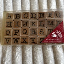 Close To My Heart Wood Mounted Rubber Stamp Set Alphabet Capital Font 28 pieces