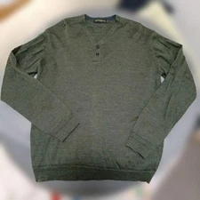 Kinloch Anderson Dark Green Wool Knit L Button Henley Neck