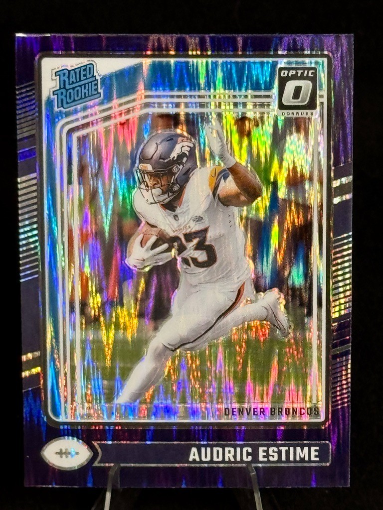2024 Panini Donruss Optic - Rated Rookie Audric Estime #206 Purple Shock Prizm