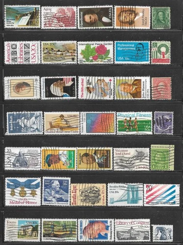 US United States Stamp Packet Mix of 35 Stamps off paper USA Collection used