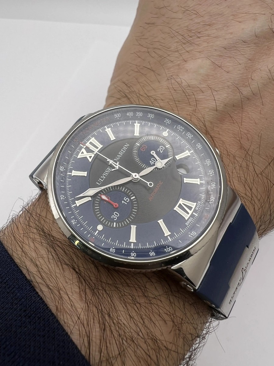 Ulysse Nardin Maxi Marine 41mm Chronograph Blue Dial Rubber Strap  353-66-3/323