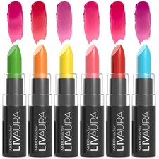 LIVAURA MOODmatcher Long Lasting Lipstick for Women 6 Pack - Made in USA