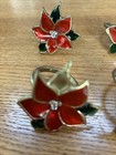 Vintage Metal Christmas Napkin Rings Set of 8 Red Flowers Poinsettias Holiday  ￼ — photo 3