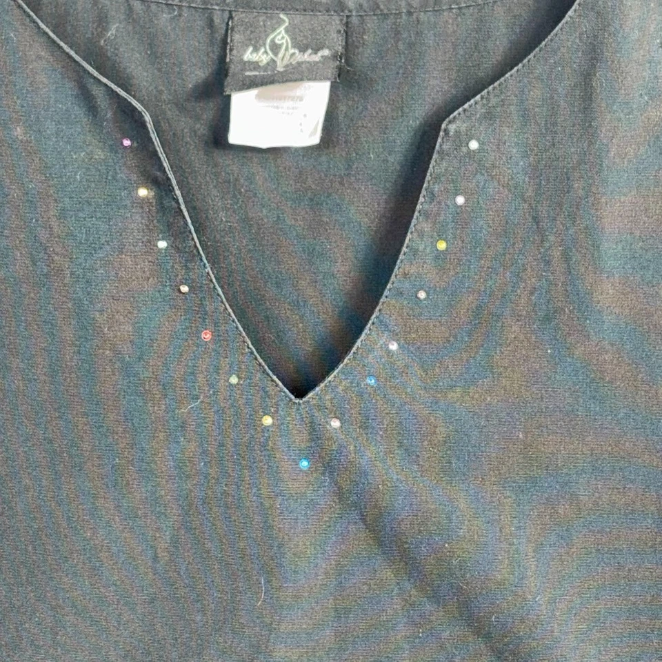 Baby Phat Women Scrub Top Size XL Black Bling It On! V-Neck  Studded Vintage - Image 2 of 4