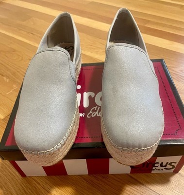 Circus Womens Christina Espadrille Flat Shoes Metallic Gray Slip Ons 11 M New