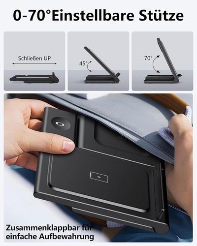Elegantes 3-in-1 Induktives Ladegerät für Apple Geräte - Tragbar und Effizient - 第 9/10 張圖片
