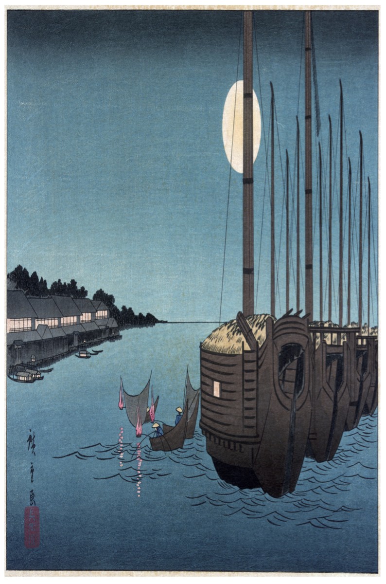 インテリア　絵 Japan POSTER.Home wall.Fishing Boats.Room Oriental art Decor.745i