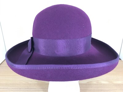 Purple Wide-Brim Hat with Bow Women Big Brim Straw Hat Sun Floppy Wide Brim Hats New  main image 3