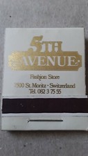 From Switzerland the 5TH AVENUE Store Match Book