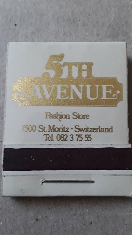 From Switzerland the 5TH AVENUE Store Match Book