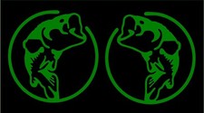 Fish Decals Bass Fishing Car Truck Window Vinyl Sticker Mirrored Image Set