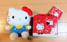 Hello kitty Goods Lot of 2 Plush Toy Candy Tin Attache case style Anime
