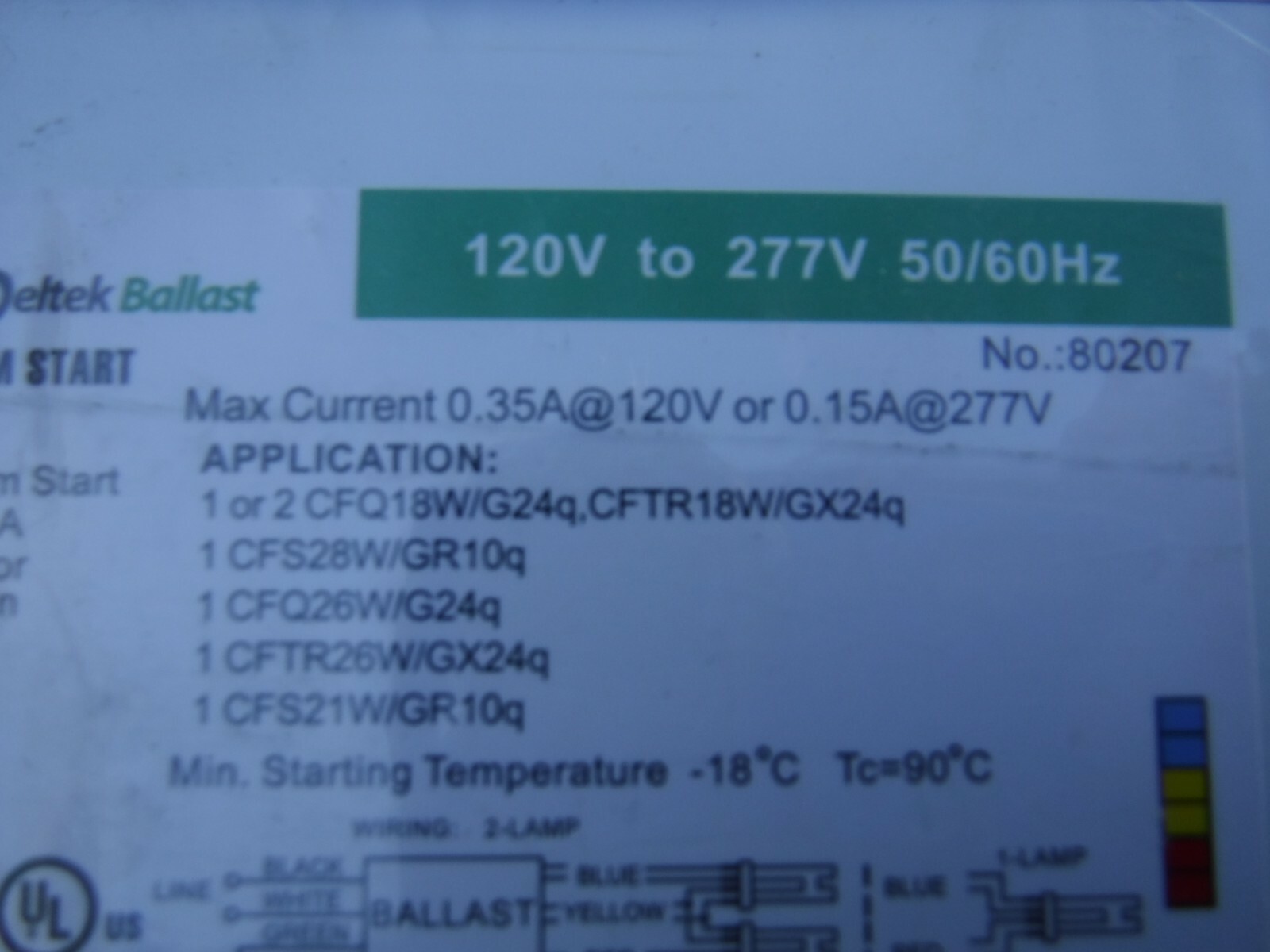 LOT OF 2 SEALED Watran Ballasts for (2)CFQ18W G24Q (2)CFTR18W GX24Q 120