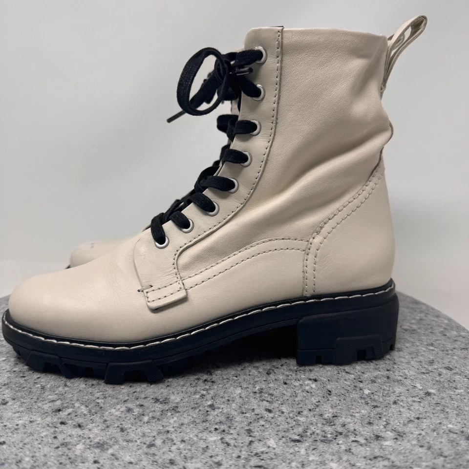 Botas de combate Rag & Bone para mujer 7,5 botas antiguas de cuero blanco con cordones 38,5 Foto 2 de 4
