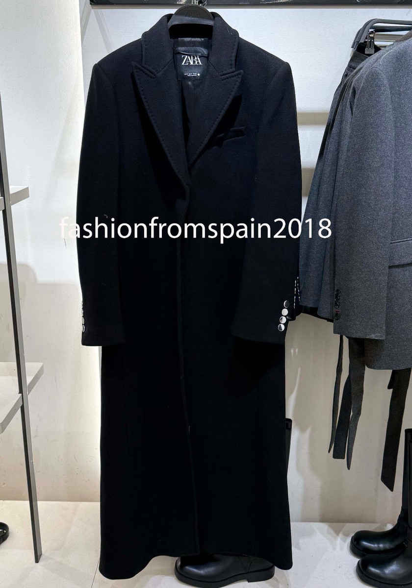 ジャケット・アウター ZARA Manteco Wool Blend Fitted Coat Zara ZW Collection Manteco Wool Blend Fitted Coat Black Size