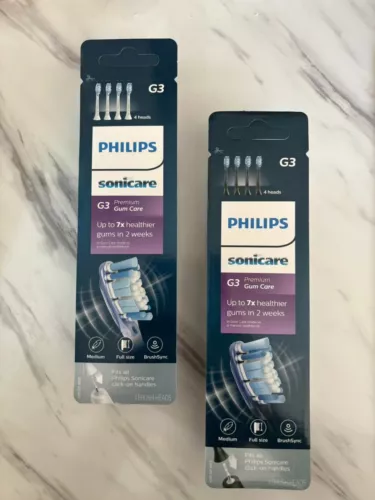 4/8er Philips Sonicare Ersatzbürsten G3 Gum Care Schwarz-Weiß Original HX9054 - Bild 7 von 27