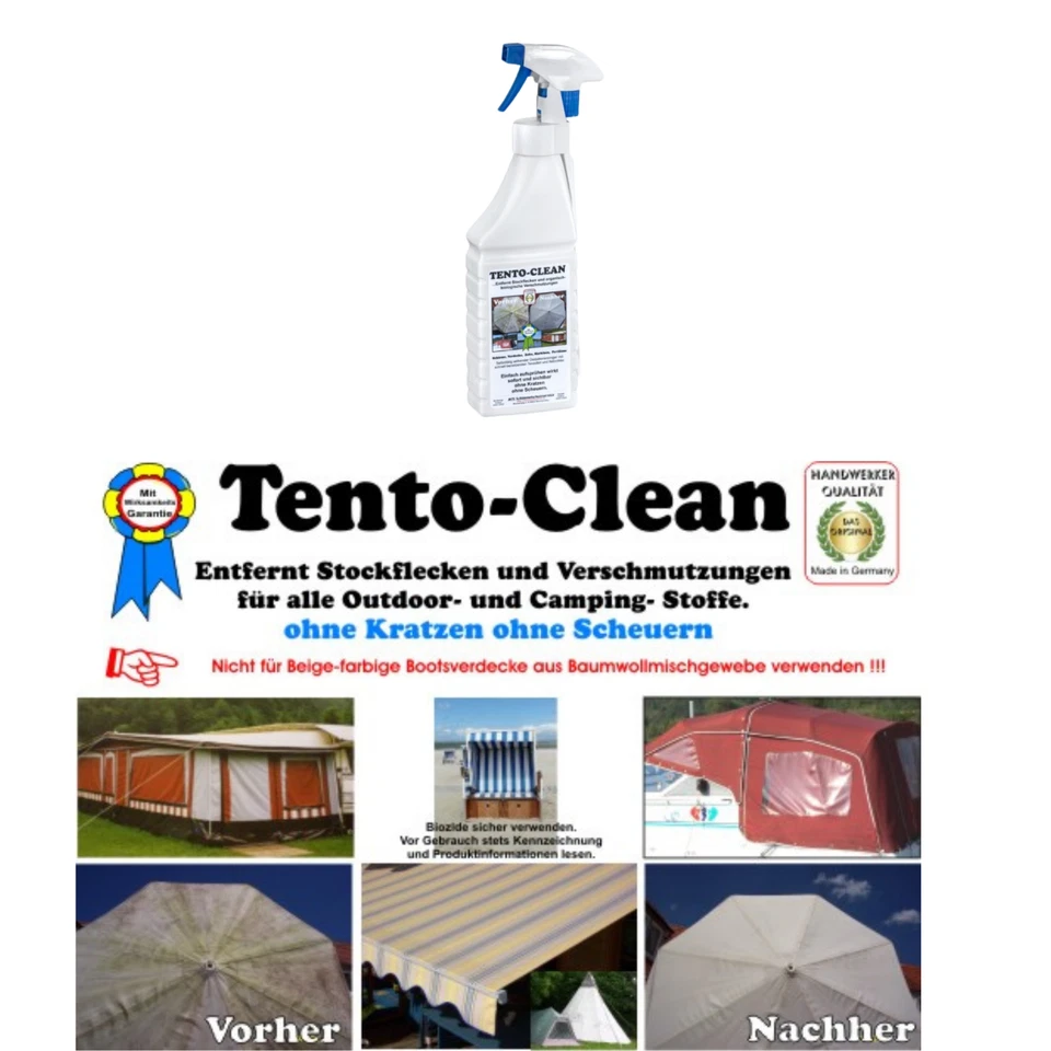 Tento-Clean Stockfleckenentferner Schimmelentferner Outdoorstoffe Zelt Boot 1L - Bild 2 von 4