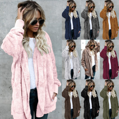 Women Teddy Bear Fluffly Fur Casual Baggy Coat Tops Jacket