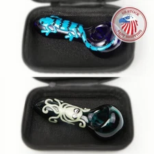 ( Pack of 2 ) 4"  Tobacco Smoking Glass Pipe Collectible Handmade Pipes with Box