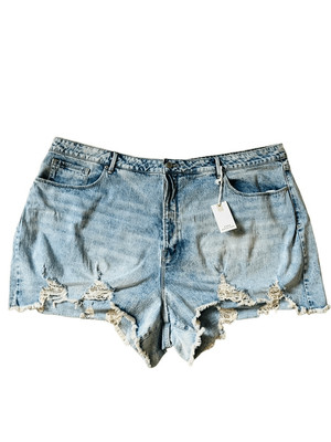 NWT Good American Bombshell Short Denim High Rise GBS99IT Size 28