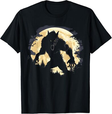 NEW LIMITED Werewolf Full Moon Creepy Monster Folklore Halloween T-Shirt