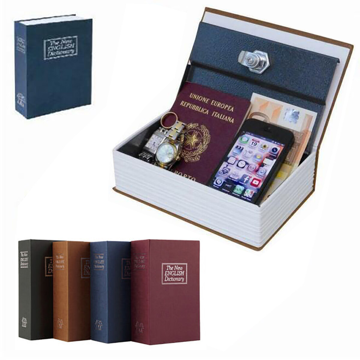 Cassaforte Design a Libro Metallo 114x80x45 mm - Eleganza e Sicurezza