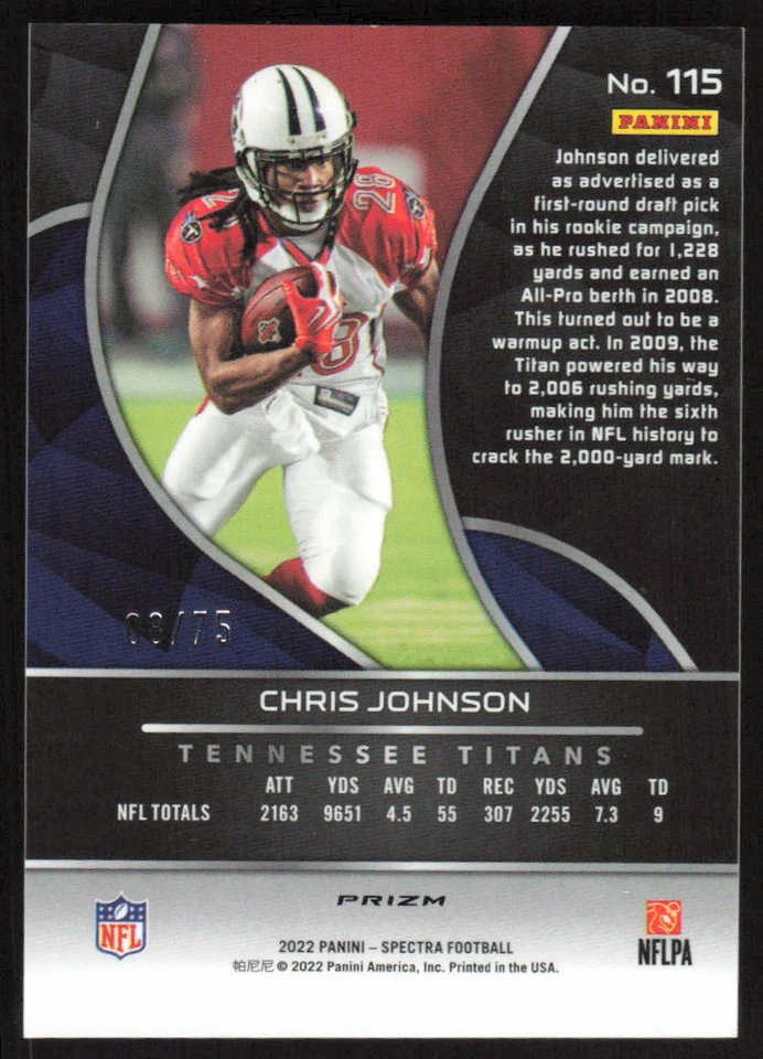 2022 Panini Spectra Hyper #115 Chris Johnson /75 Tennessee Titans - Image 2 of 2