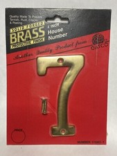 GATCO New Solid Brass Address House Number 7 w/Screws 4 Inch 5 Sealed
