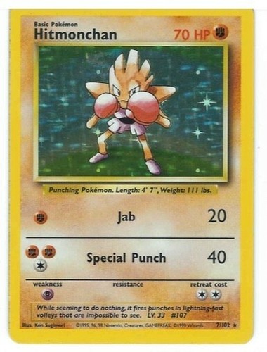Hitmonchan 7/102 Holo Base Set Unlimited Singles Pokmon Trading Card | eBay