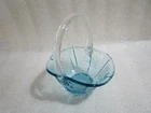 Vintage Fenton Style Art Glass ,  Blue  Glass Basket , 12 x 9 x 13 cm