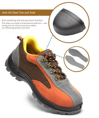 Men/'s Construction Breathable Working Safety Shoes Steel Toe Sole Work Boots