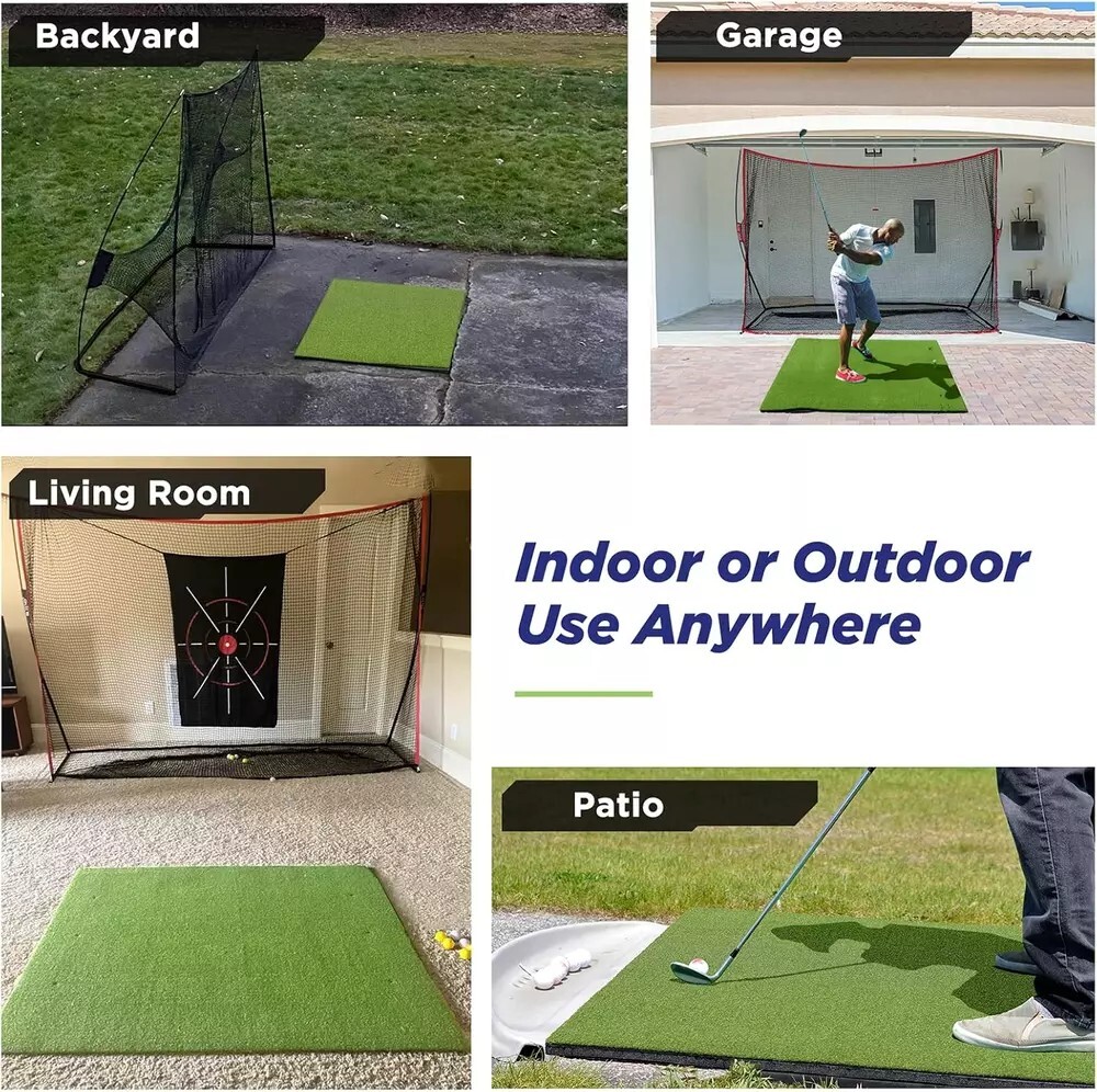Golf Mat, 5X4Ft & 5X5Ft Golf Hitting Mats Practice with 10 Golf Balls, 9 Golf Te