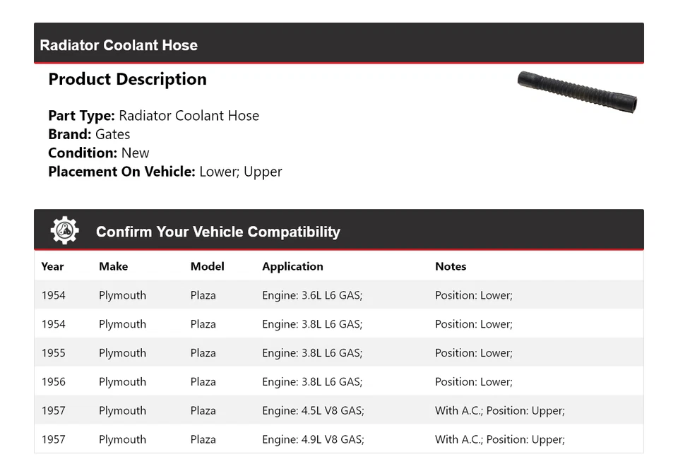 Ворота шланга охлаждающей жидкости для радиатора Plymouth Plaza 1954-1957 годов выпуска 1955 1956 годов выпуска - Изображение 2 из 4