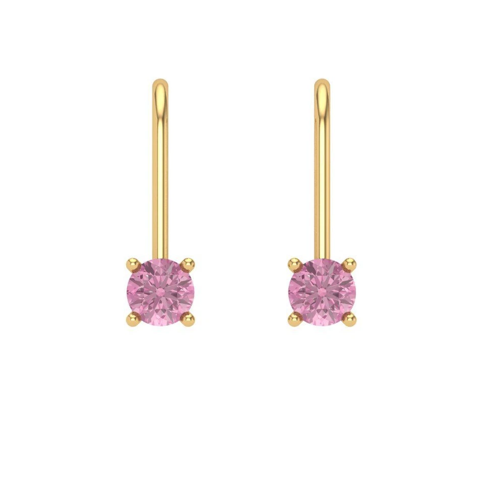 Pink Zirconia Stud Earrings for Women, Lever Back (0.2 cttw, 3.0mm, Round-Cut) - Image 3 of 4