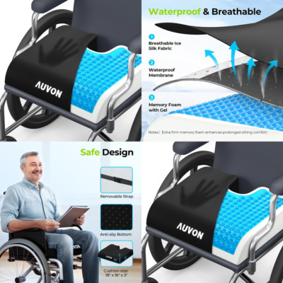Memory Foam Seat Wheelchair Cushion Sciatica Coccyx Back Pain Relief Waterproof