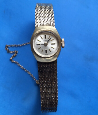 VINTAGE ZODIAC 14k Yellow gold ladies watch with attached gold flled band Runs