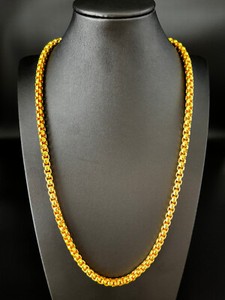 Authentic 24k Gold Plated Thai Box Chain Necklace 26 Inch - 4.30 oz, Base - C04