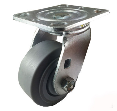 4'' x 2'' Non-Marking Rubber Tread Plastic Core Caster -  Swivel (Flat)
