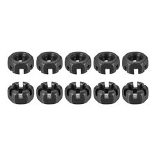 10Pack M10x1.25mm Slotted Hex Castle Nuts Carbon Steel Blackened Hexagon Nuts