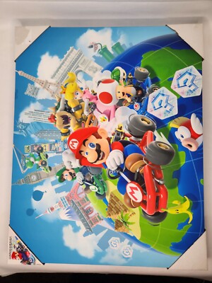 Super Mario Bros Canvas Wooden Frame Wall Art Video Game Room Decor Arcade