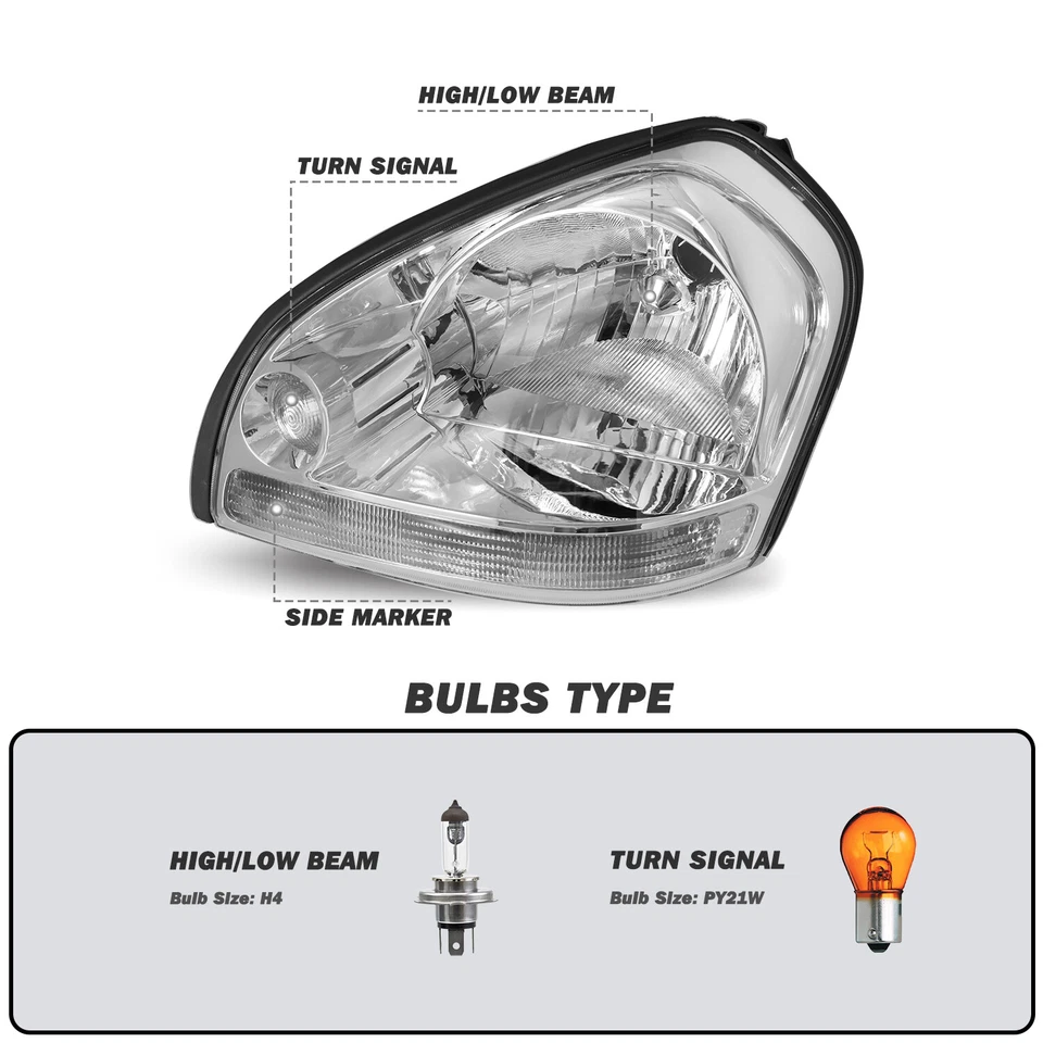 Conjunto de faróis halógenos transparentes LH+RH para Hyundai Tucson 2005-2009 - Imagem 2 de 4
