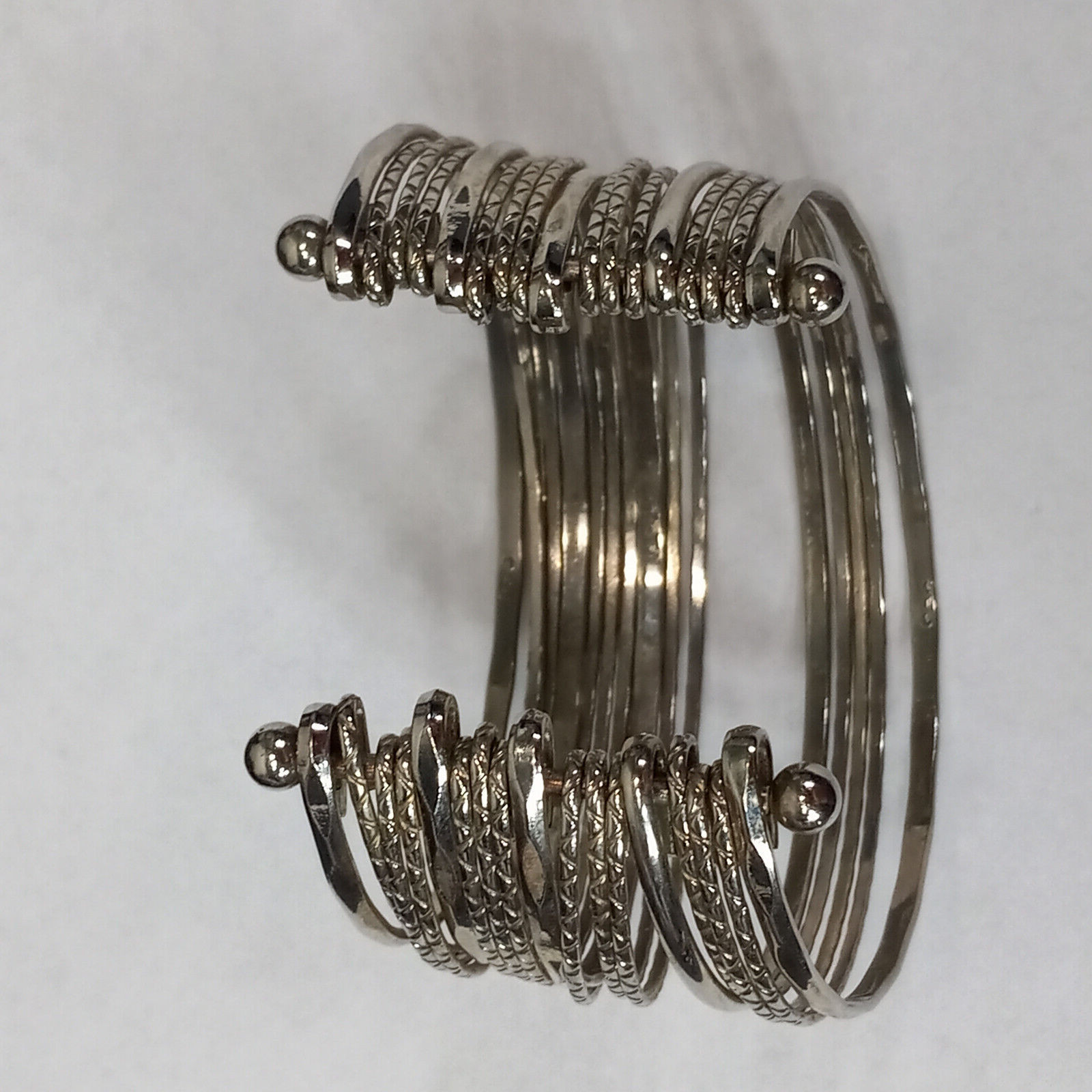 925 Sterling Silver Multi-Layer Wire Open Cuff Ba… - image 3