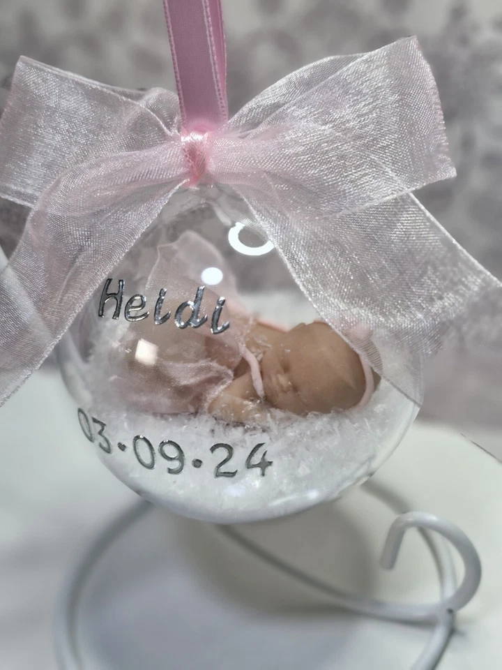 Personalised Christmas Baby Bauble Childs 1st Christmas Baby girl - Image 3 of 4