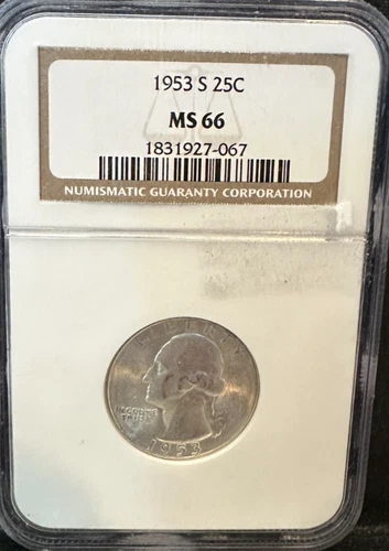 1953-S 25C Silver Washington Quarter - NGC MS66